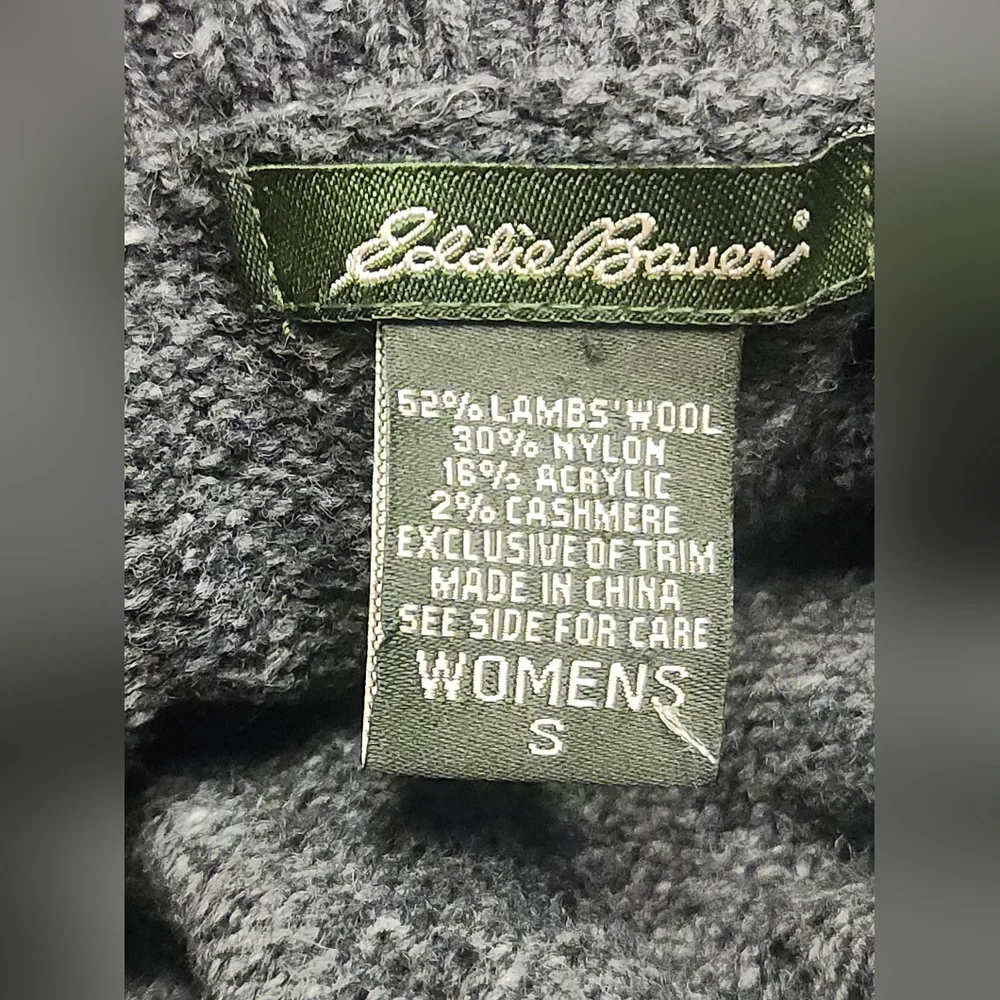 Title: Eddie Bauer Lambswool Cashmere Cardigan Suede Elbow Patch Dark Academia S - Picture 13 of 15